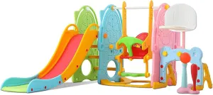 UNICOO - Toddler Slide and Swing Set, Kids Indoor and Outdoor Playground Combination for Boys & Girls (Kids Playground Set-8 in 1 - Mixed Color)