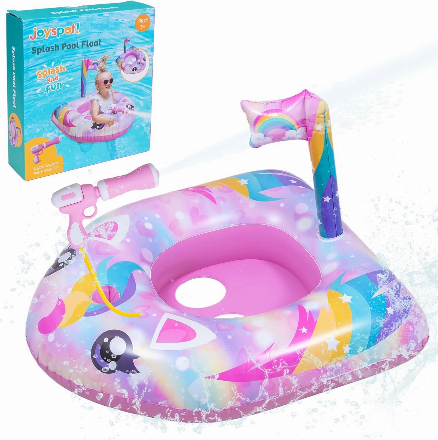 Unicorn Pool Float for Kids with Water Gun - Exciting Inflatable Pool Floatie Toy for Toddlers, Cool Swimming Pool Toys, Beach Party Raft & Engaging Water Battle Games for Boys Girls Ages 3-8