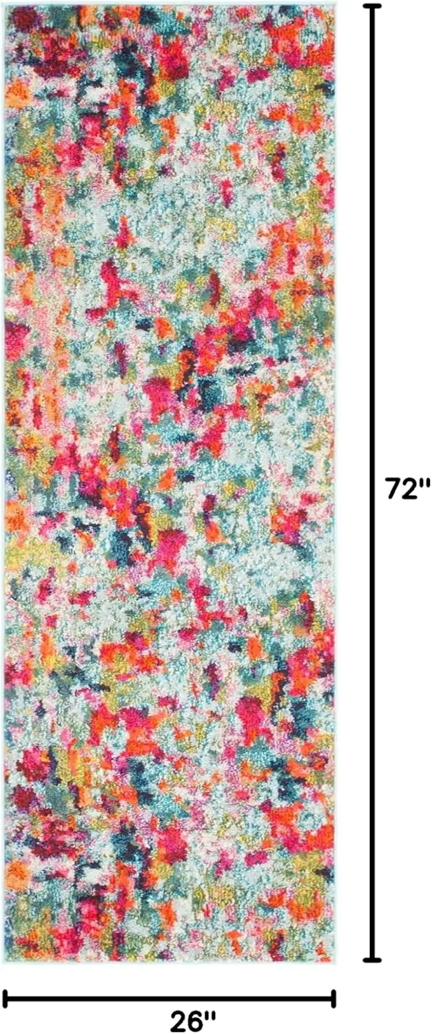 Unique Loom Chromatic Collection Area Rug - Champagne (2' 2" x 6' Runner, Multi/ Blue)