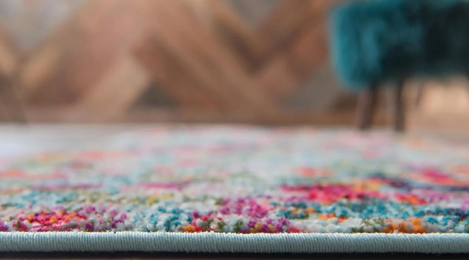 Unique Loom Chromatic Collection Area Rug - Champagne (2' 2" x 6' Runner, Multi/ Blue)