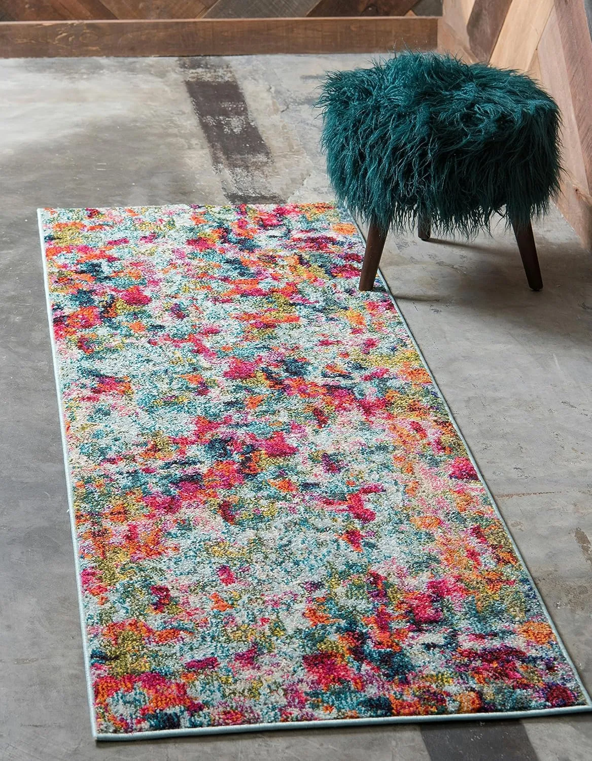 Unique Loom Chromatic Collection Area Rug - Champagne (2' 2" x 6' Runner, Multi/ Blue)