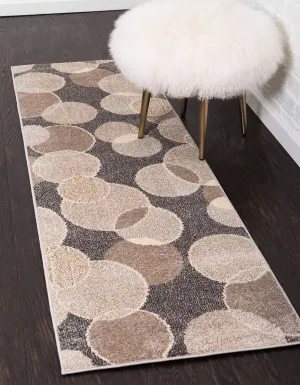 Unique Loom Chromatic Collection Modern Bokeh & Vibrant Abstract Area Rug For Any Home Décor (2' 2 x 6' 7 Runner, Gray/ Beige)
