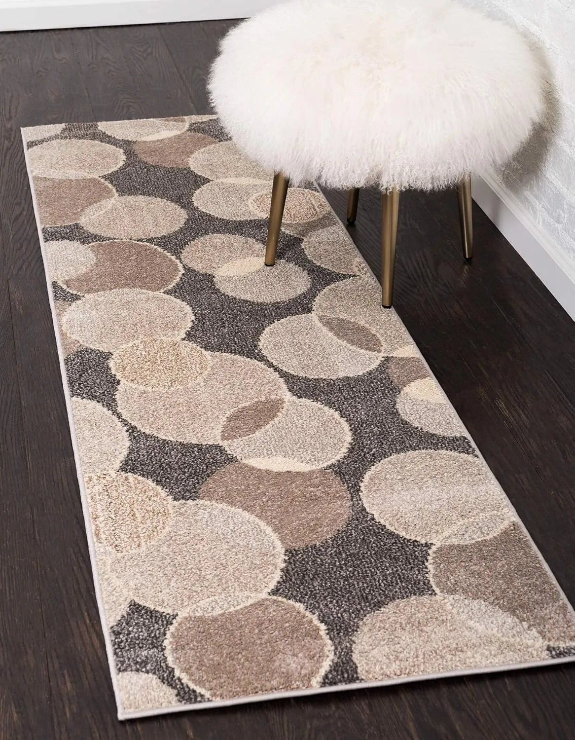 Unique Loom Chromatic Collection Modern Bokeh & Vibrant Abstract Area Rug For Any Home Décor (2' 2 x 6' 7 Runner, Gray/ Beige)