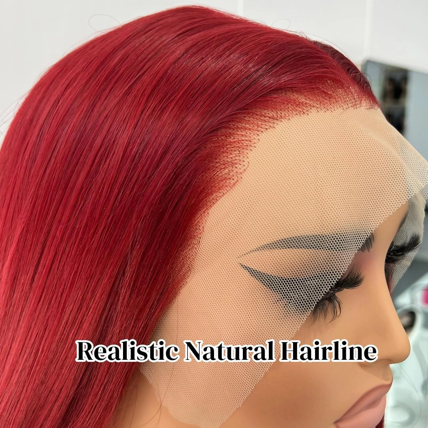 Unique 99J Burgundy Red Long Straight Lace Front Wigs for Women Glueless Synthetic Hair Free Part Pre Plucked Long Red Straight Heat Resistant Fiber Wigs for Daily Party Cosplay