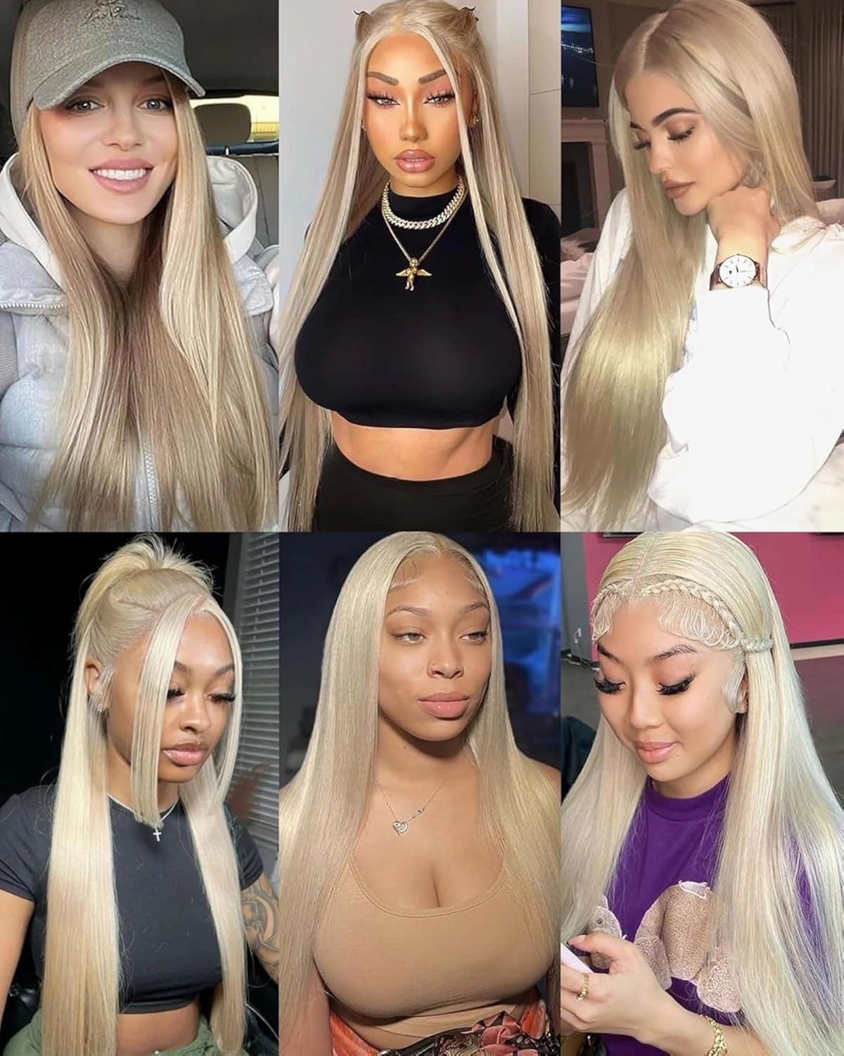 Unique Ash Blonde Long Straight Synthetic Lace Wig Free Part Natural Hairline Glueless Long Blonde Straight Lace Front Wigs for Women Daily Party Cosplay