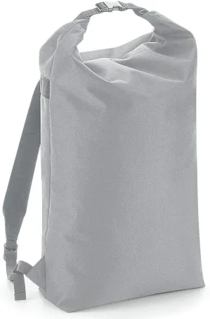 Unisex Clip Closure Rucksack Waterproof Bag Adults Travel Icon Roll Top Backpack Light Grey One Size