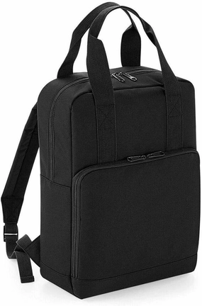 Unisex Rucksack Shoulder Strap Twin Handle Bag Adults Travel Roll Top Backpack Black One Size