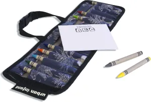 Urban Infant Kids Crayon Travel Case Carrier – Comes With Set of 10 Non-Toxic Crayons and Draw Booklet – Toddler Activity – Easy Wallet-Style Close and Clipping Handles - Bears