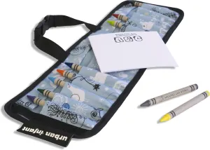 Urban Infant Kids Crayon Travel Case Carrier – Comes With Set of 10 Non-Toxic Crayons and Draw Booklet – Toddler Activity – Easy Wallet-Style Close and Clipping Handles - Bunnies