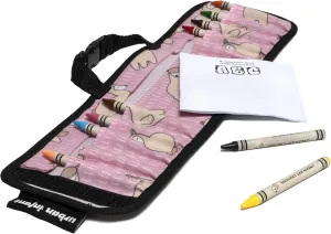 Urban Infant Kids Crayon Travel Case Carrier – Comes With Set of 10 Non-Toxic Crayons and Draw Booklet – Toddler Activity – Easy Wallet-Style Close and Clipping Handles - Llamas