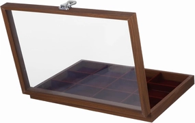 VALICLUD Wooden Jewelry Tray with Velvet Lining Organizer for Bracelets Bangles and Rings Elegant Display Case with Transparent Window for Home Use and Events