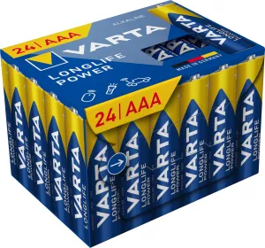 VARTA Batteries AAA Pack of 24, Longlife Power, Alkaline, 1.5 V, Cube, Ideal for Toys, Wireless Mouse, Torches, 90% Recycled Packaging, Made in Germany
