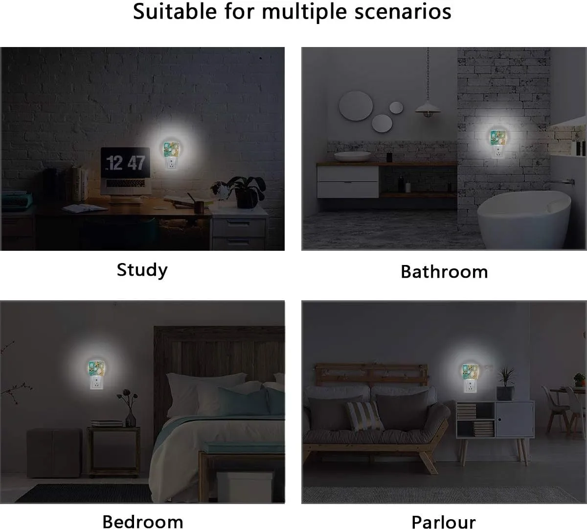Vdsrup Summer Beach Starfishs Night Light Set of 2 Seashells Ocean Sea Plug-in LED Nightlights Auto Dusk-to-Dawn Sensor Lamp for Bedroom Bathroom Kitchen Hallway Stairs