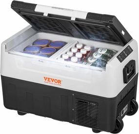 VEVOR Car Refrigerator, 12 Volt Car Refrigerator Fridge, 37 QT/35 L Dual Zone Portable Freezer, -4℉-50℉ Adjustable Range, 12/24V DC and 100-240V AC Compressor Cooler for Outdoor, Camping, Travel, RV