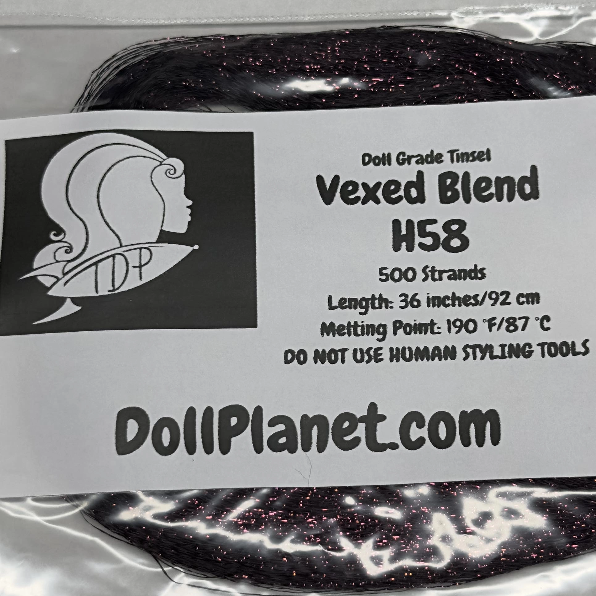 Vexed H58 Purple Doll Grade Tinsel Shiny Doll Hair