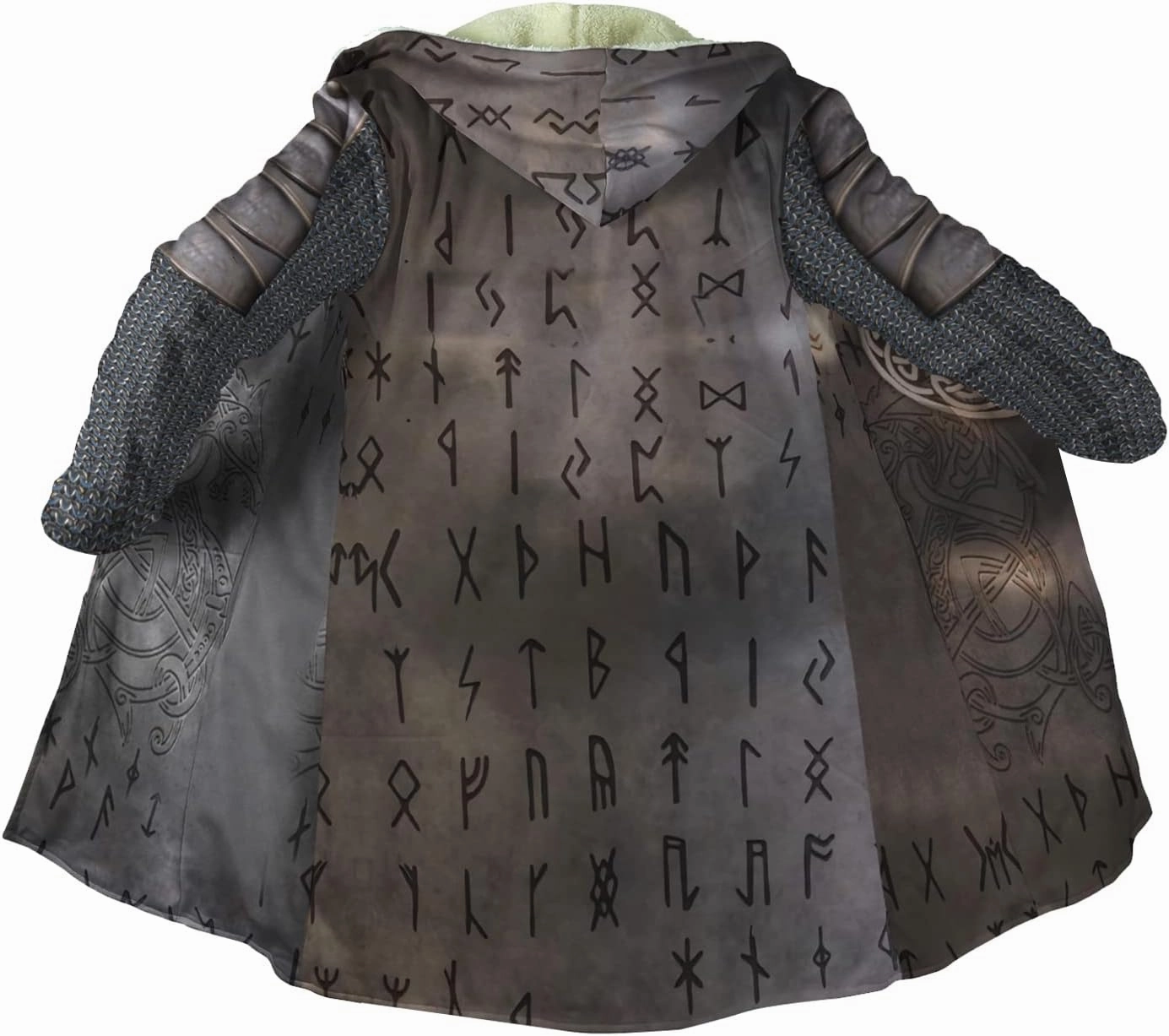 Viking Hooded Coat Valhalla Warrior Armor Faux Cashmere Cloak Men's Nordic Cosplay Costumes Casual Jacket