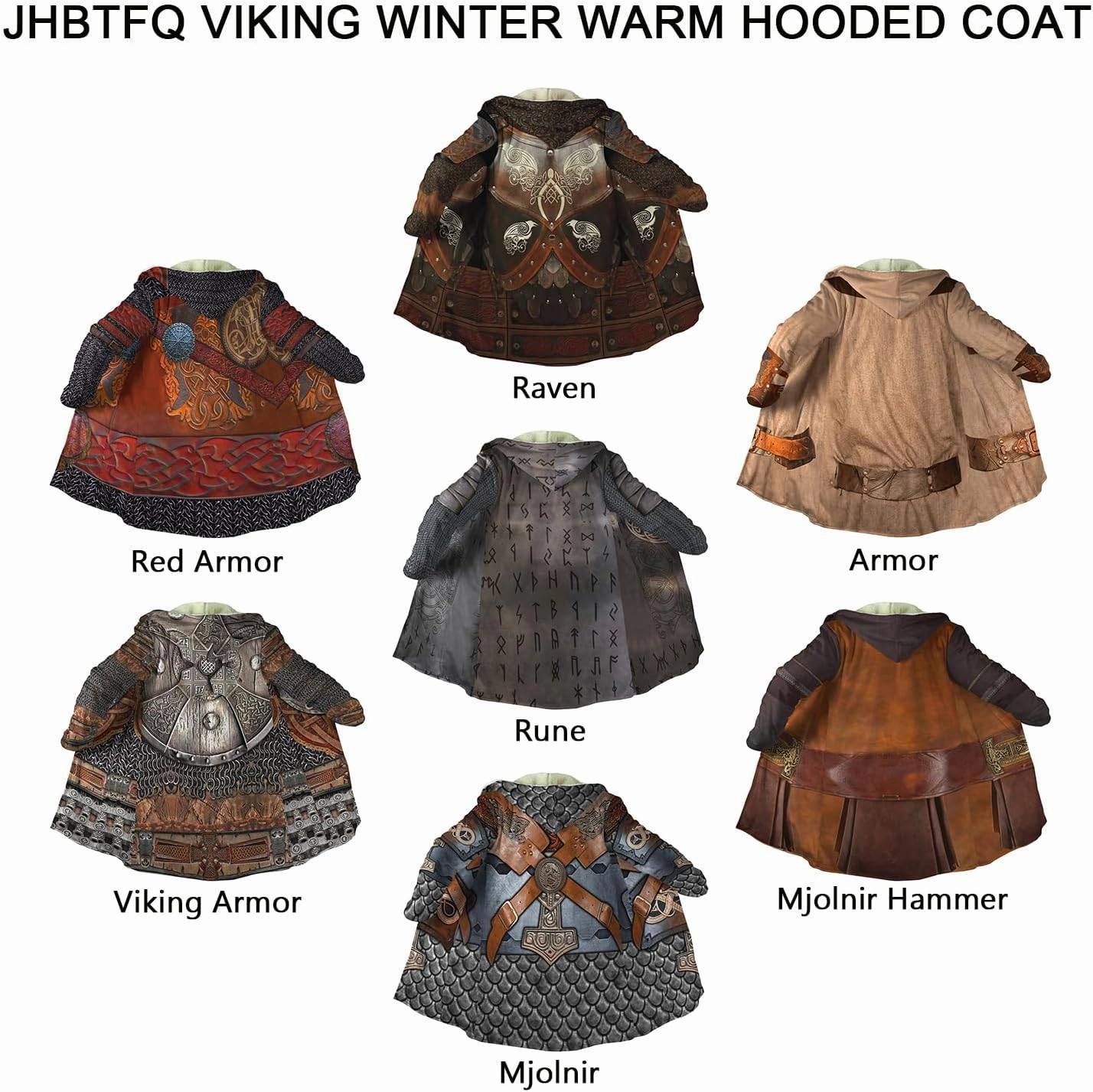 Viking Hooded Coat Valhalla Warrior Armor Faux Cashmere Cloak Men's Nordic Cosplay Costumes Casual Jacket