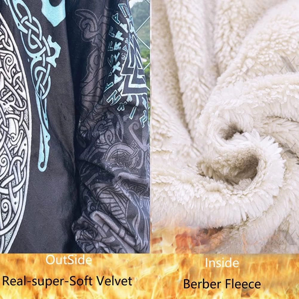 Viking Hooded Coat Valhalla Warrior Armor Faux Cashmere Cloak Men's Nordic Cosplay Costumes Casual Jacket