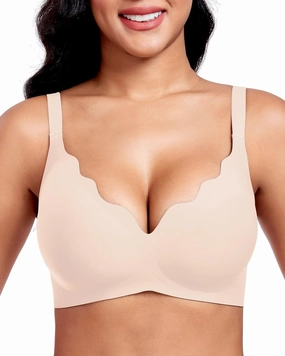 Vinfact Plunge V Bras for Women No Underwire Wireless Full Coverage Bralette Seamless T Shirt Everyday Sleep Bra