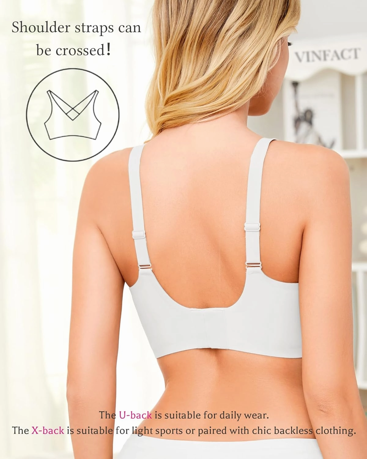 Vinfact Plunge V Bras for Women No Underwire Wireless Full Coverage Bralette Seamless T Shirt Everyday Sleep Bra