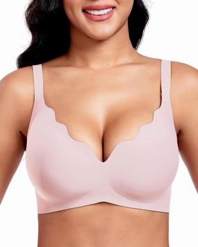 Vinfact Plunge V Bras for Women No Underwire Wireless Full Coverage Bralette Seamless T Shirt Everyday Sleep Bra