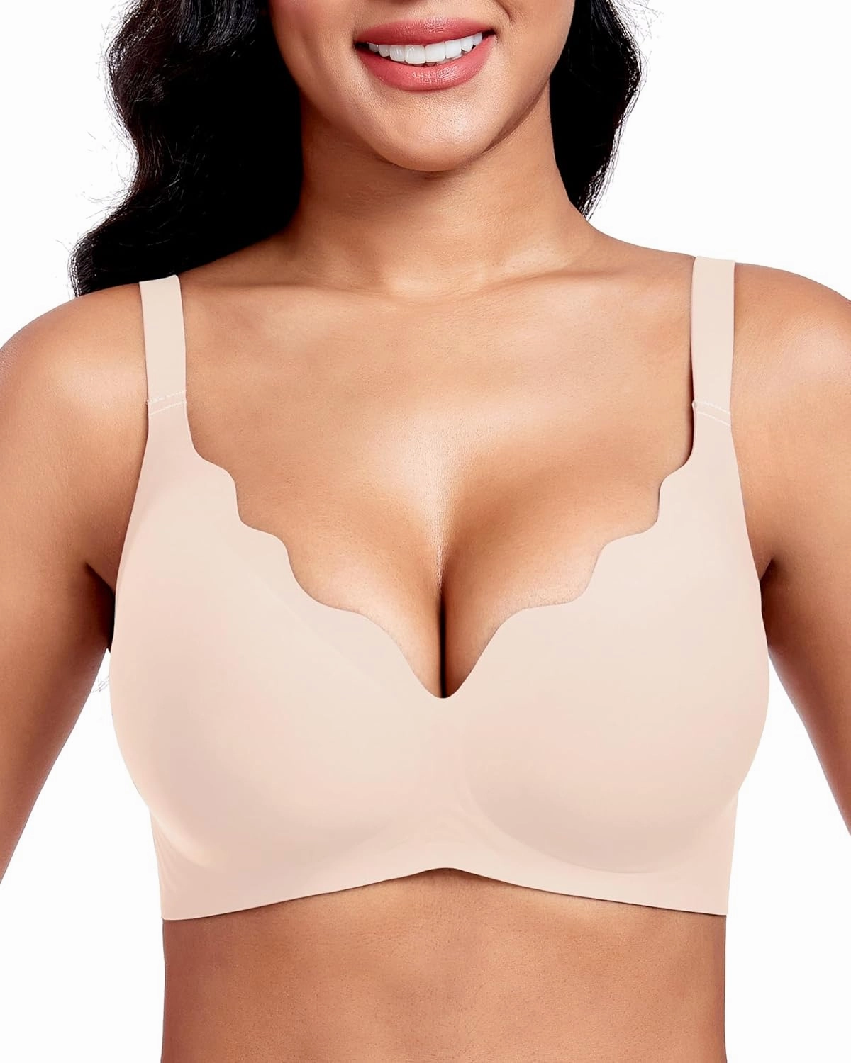 Vinfact Plunge V Bras for Women No Underwire Wireless Full Coverage Bralette Seamless T Shirt Everyday Sleep Bra