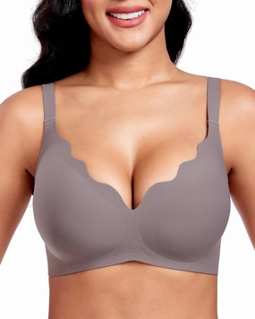 Vinfact Plunge V Bras for Women No Underwire Wireless Full Coverage Bralette Seamless T Shirt Everyday Sleep Bra