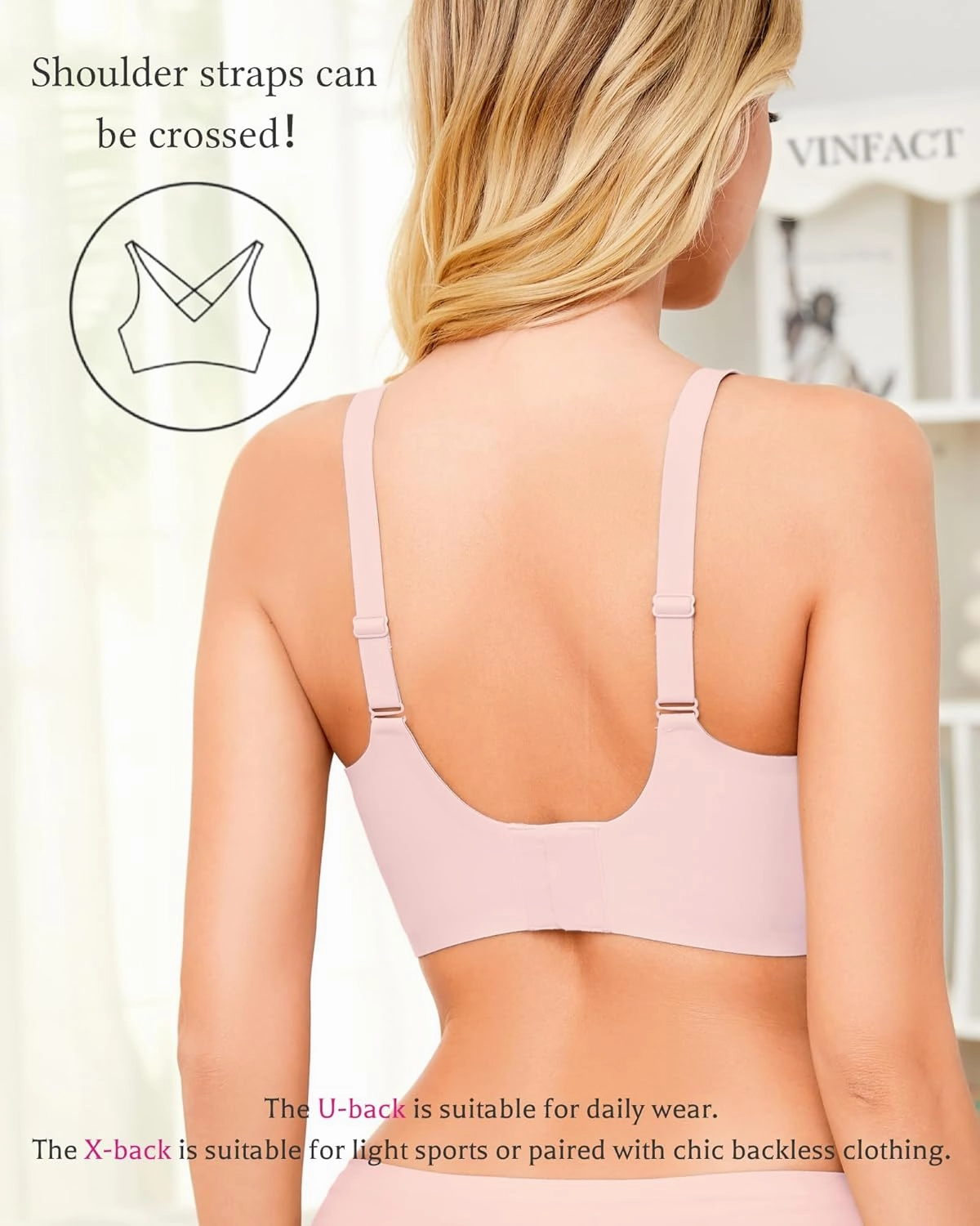 Vinfact Plunge V Bras for Women No Underwire Wireless Full Coverage Bralette Seamless T Shirt Everyday Sleep Bra