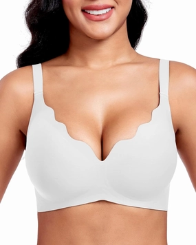 Vinfact Plunge V Bras for Women No Underwire Wireless Full Coverage Bralette Seamless T Shirt Everyday Sleep Bra