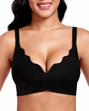 Vinfact Plunge V Bras for Women No Underwire Wireless Full Coverage Bralette Seamless T Shirt Everyday Sleep Bra