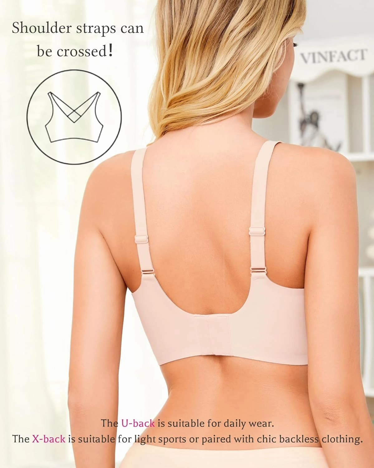 Vinfact Plunge V Bras for Women No Underwire Wireless Full Coverage Bralette Seamless T Shirt Everyday Sleep Bra