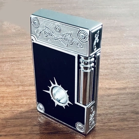 Vintage Metal Gas-Filled Point Drill Design Lighter, Adjustable Open Flame Torch Lighter, Vintage Engraved Pure Copper Body, Portable Gas Candles Cigar Lighter, Men'S High-End Collection Lighter Gift(