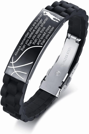 VNOX Inspiration Baseball Jersey for Men Boys-Basketball/Baseball/Soccer/Football Bracelet for Men Athletes Soccer Player Stainless Steel Sport Silicone Wristband,Adjustable ¡­