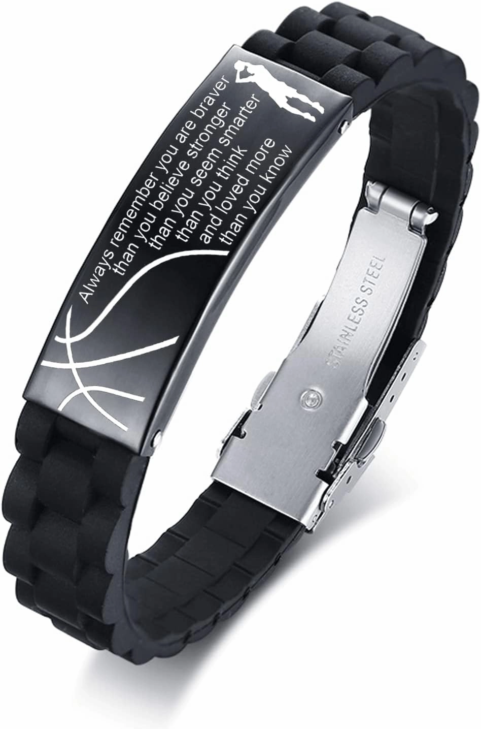 VNOX Inspiration Baseball Jersey for Men Boys-Basketball/Baseball/Soccer/Football Bracelet for Men Athletes Soccer Player Stainless Steel Sport Silicone Wristband,Adjustable ¡­