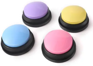 Voice Recording Button, Dog Buttons for Communication Pet Training Buzzer, 30 Second Record & Playback, Funny Gift for Study Office Home 4 Packs