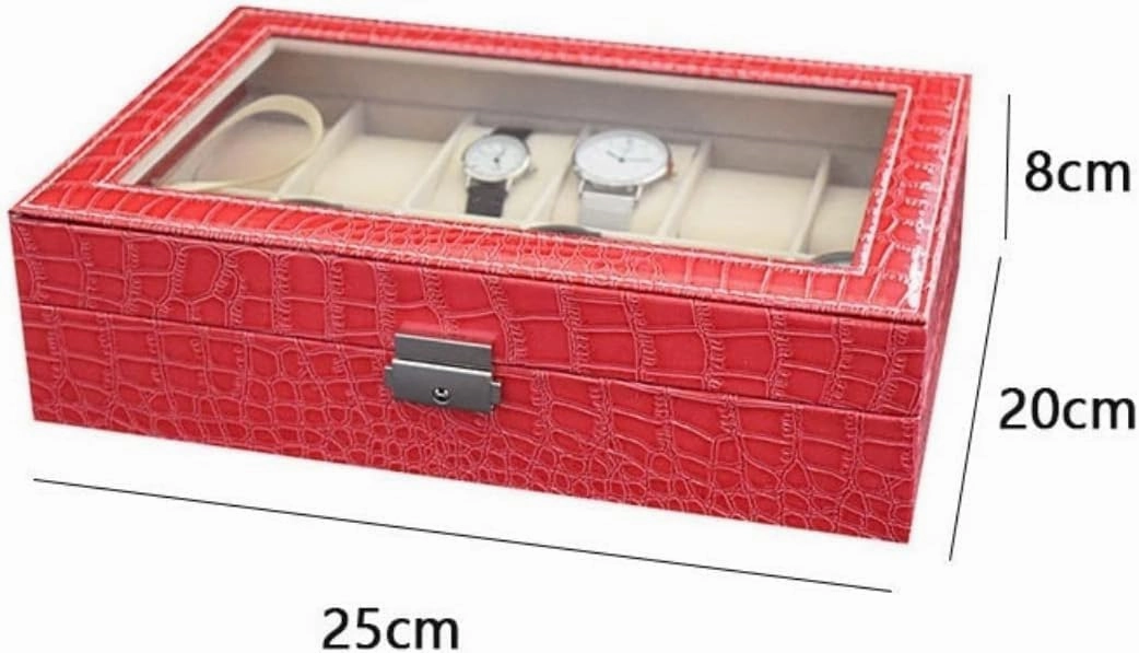 Watch Box Case PU Leather Display Organizer Holder Jewelry Storage Showcase Clea Men(Bruin)