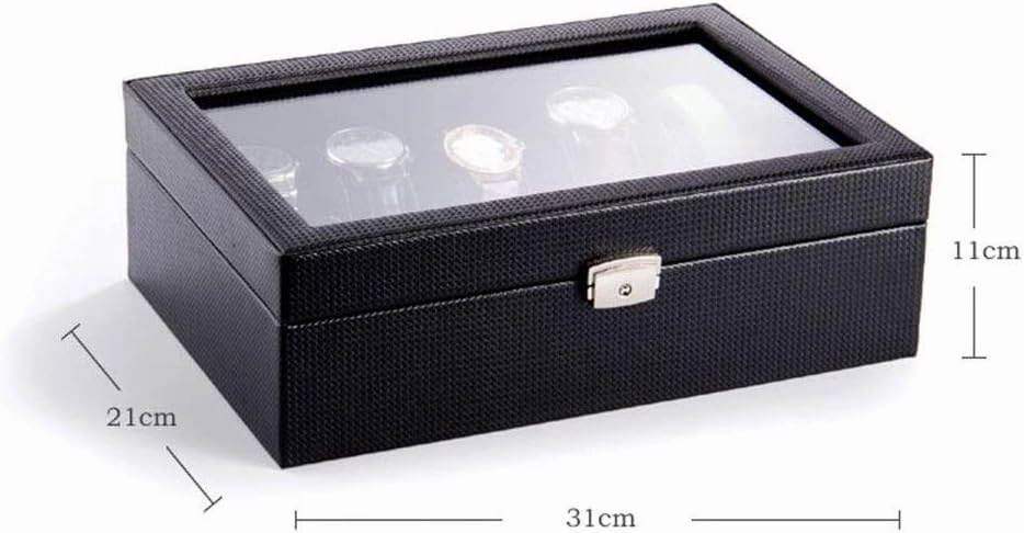 Watch Box Organizer Carbon Fiber Leather 10 Epitope Watch Display Box Watch Storage Box Transparent Sunroof With Lock Watch Holder