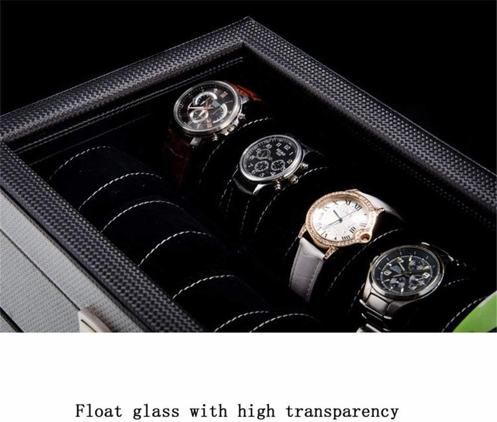 Watch Box Organizer Carbon Fiber Leather 10 Epitope Watch Display Box Watch Storage Box Transparent Sunroof With Lock Watch Holder