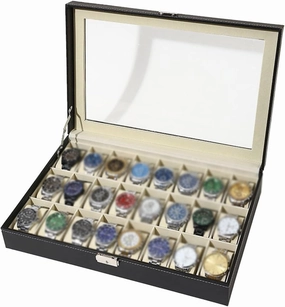 Watch Box Watch Display Box With 24 Compartments Large Capacity Jewelry Collection Box Watch Organizer (excluding Watches) watch storage box