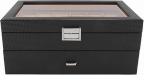 Watch Case, Stylish Appearance 24 Slots Watch Display Box PU Leather Interior Jewelry Storage for Home (W61C)