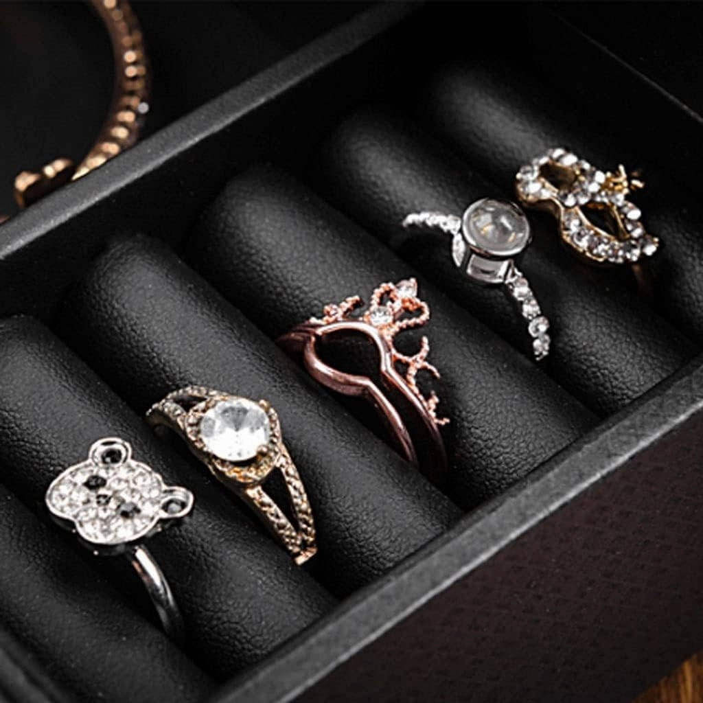 Watch Case Watch Roll Watch Box Earrings Necklace Leather Drawer Storage Box with Lock Transparent Glass Top Cover Watch Box Watch Winder(6 Epitope)
