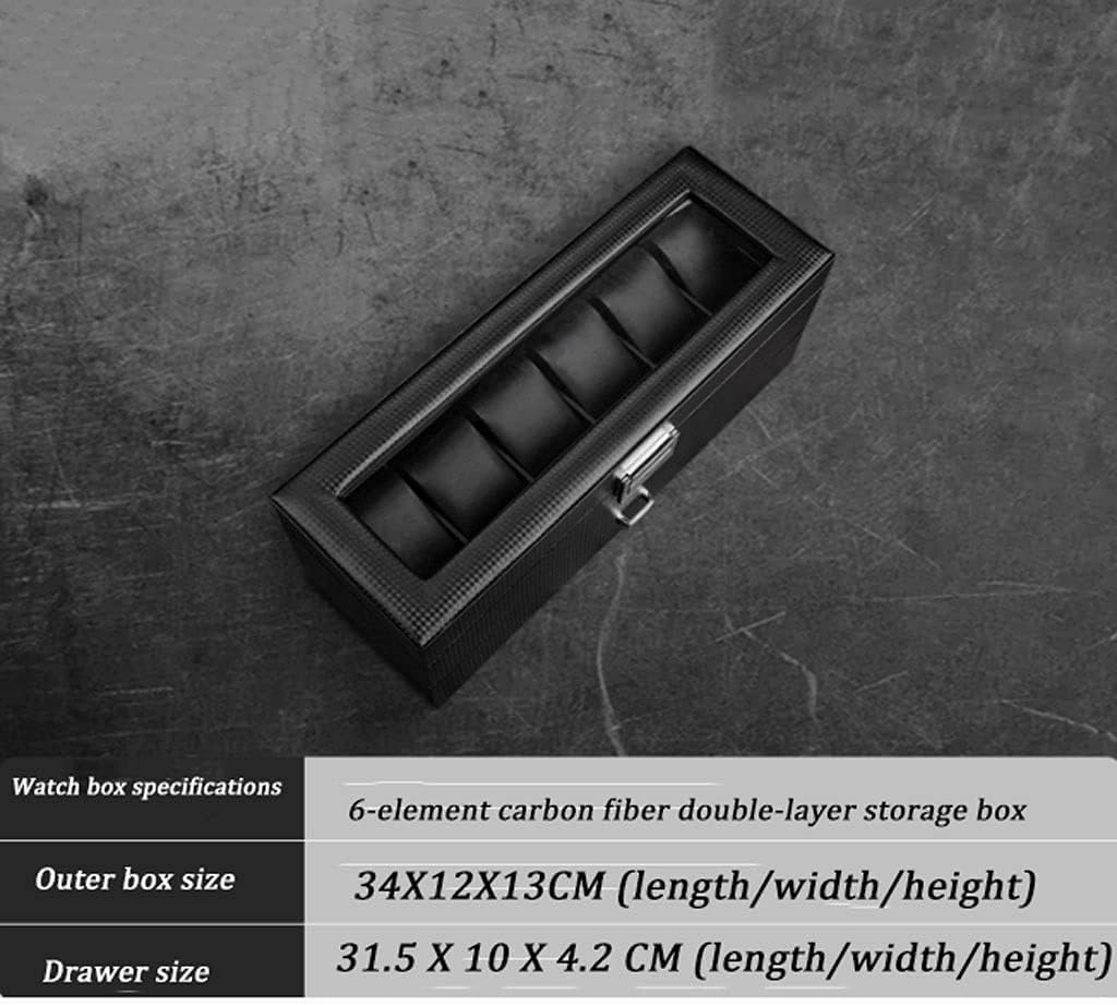 Watch Case Watch Roll Watch Box Earrings Necklace Leather Drawer Storage Box with Lock Transparent Glass Top Cover Watch Box Watch Winder(6 Epitope)
