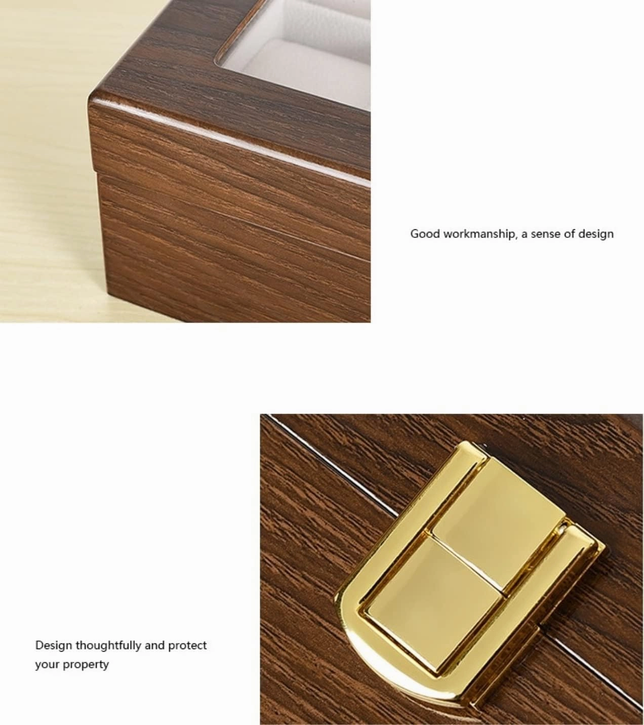 Watch Case Watch Roll Watch Winder Modern Wood Watch Box Organizer 10 Slot Watch Display Case Jewelry Showcase With Clear Top Metal Lock Watch Box Watch Organizer(Brown-31.5 * 20.5 * 8cm)
