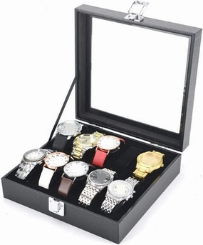 Watch Case Watch Roll Watch Winder Watches Display Storage Organizer Classic Wood Watch Box Case Clear Top Bangle Jewelry Collection Holder Watch Box Watch Organizer(Black-23 * 21 * 7cm)