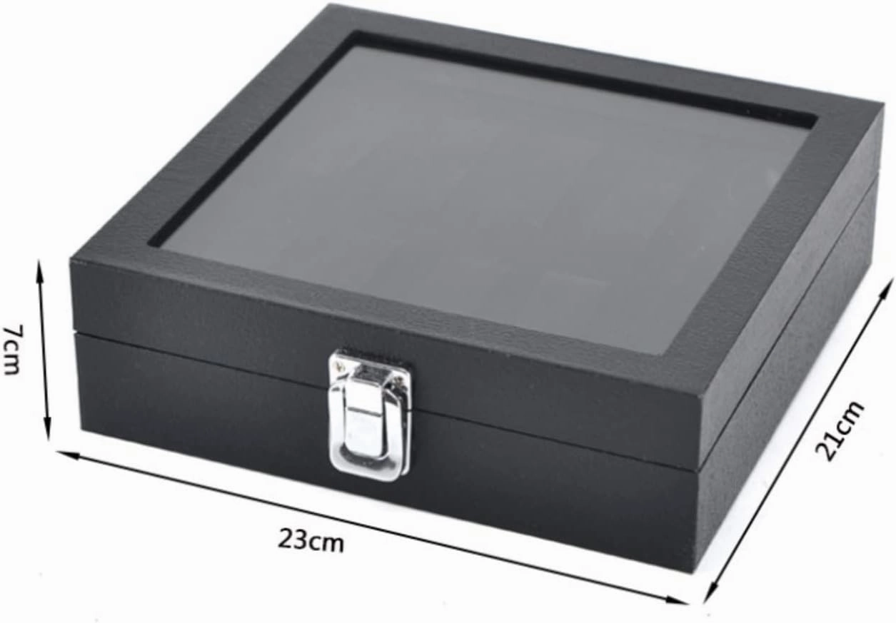 Watch Case Watch Roll Watch Winder Watches Display Storage Organizer Classic Wood Watch Box Case Clear Top Bangle Jewelry Collection Holder Watch Box Watch Organizer(Black-23 * 21 * 7cm)
