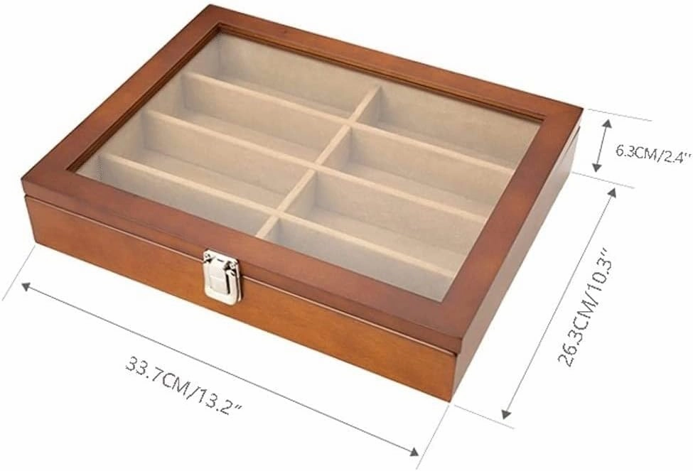 Watch Case Watch Stand Watch Winder Quartz Watch Glasses 8 Grids Wooden Jewelry Storage Box With Transparent Top Cover Watch Roll Watch Holder (Color : B, Size : 33.7 * 26.3 * 6.3