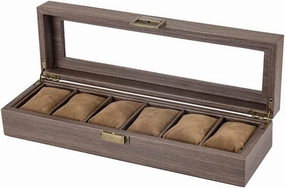 Watch Roll Watch Case Watch Stand Watch Box Elegant Vintage PU Leather Wood 6 Grids Watch Box Jewelry Storage Display Box Case Holder Watch Showcase Watch Winder Watch Organizer