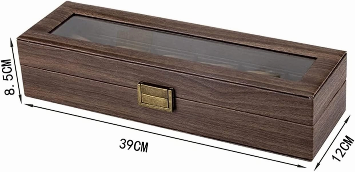 Watch Roll Watch Case Watch Stand Watch Box Elegant Vintage PU Leather Wood 6 Grids Watch Box Jewelry Storage Display Box Case Holder Watch Showcase Watch Winder Watch Organizer