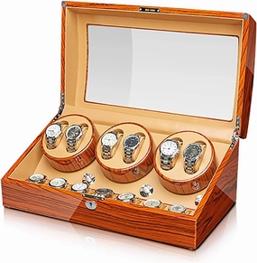 Watch Stand Watch Winders for Automatic Watches - Ebonized Wood Watches Winding Case Silent Motor Watch Shaker Automatic Mechanical Watches Winder Watches Storage Box with Access Control Qui