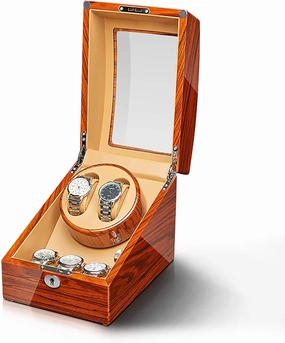 Watch Stand Watch Winders for Automatic Watches - Ebonized Wood Watches Winding Case Silent Motor Watch Shaker Automatic Mechanical Watches Winder Watches Storage Box with Access Control Qui